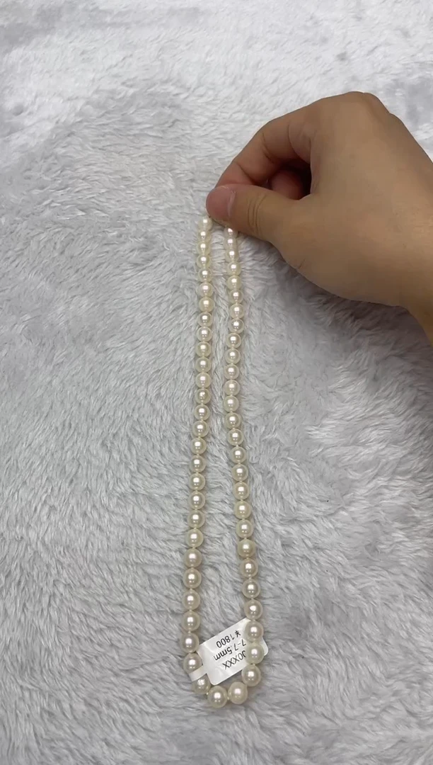 海水珍珠银S925镶嵌项链AK羽皇金7-7.5mm