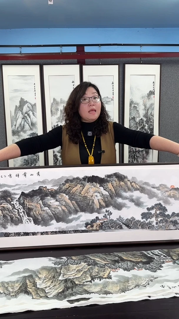 国画实木装裱 山水 45*160