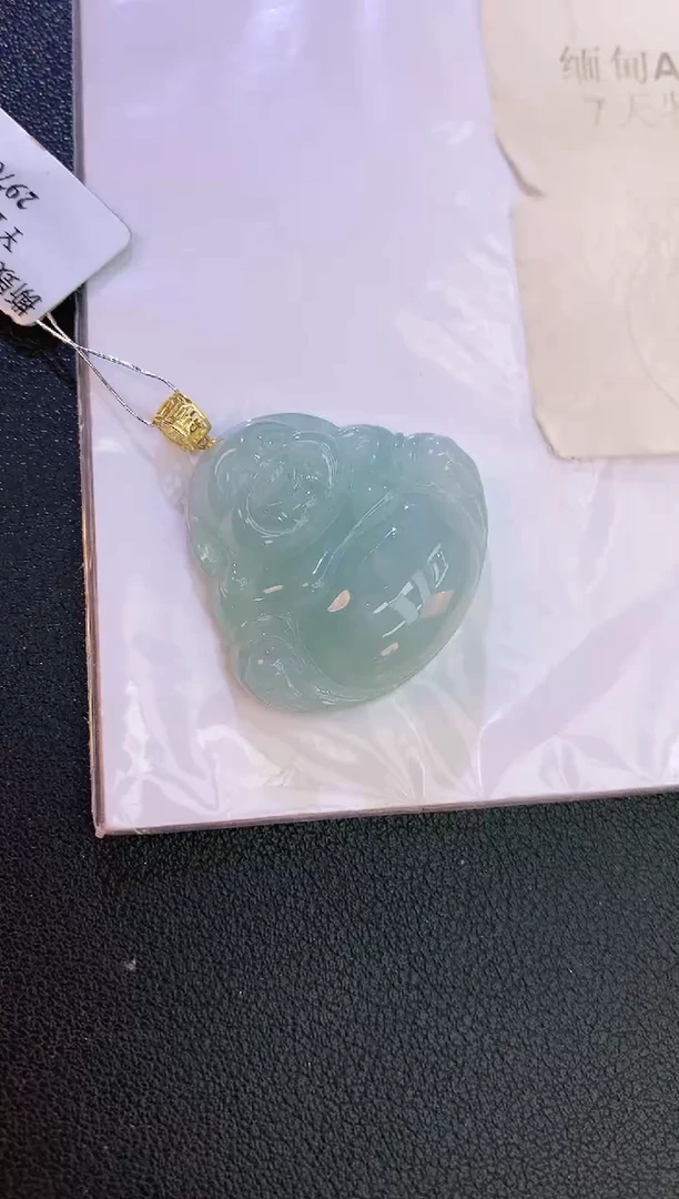翡翠18K金镶嵌颈饰赠礼盒证书 麦麦