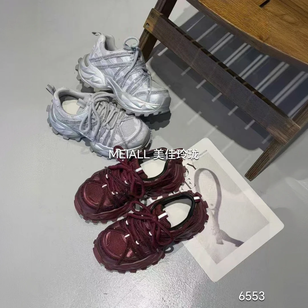 女款爆闪绑带老爹鞋6553