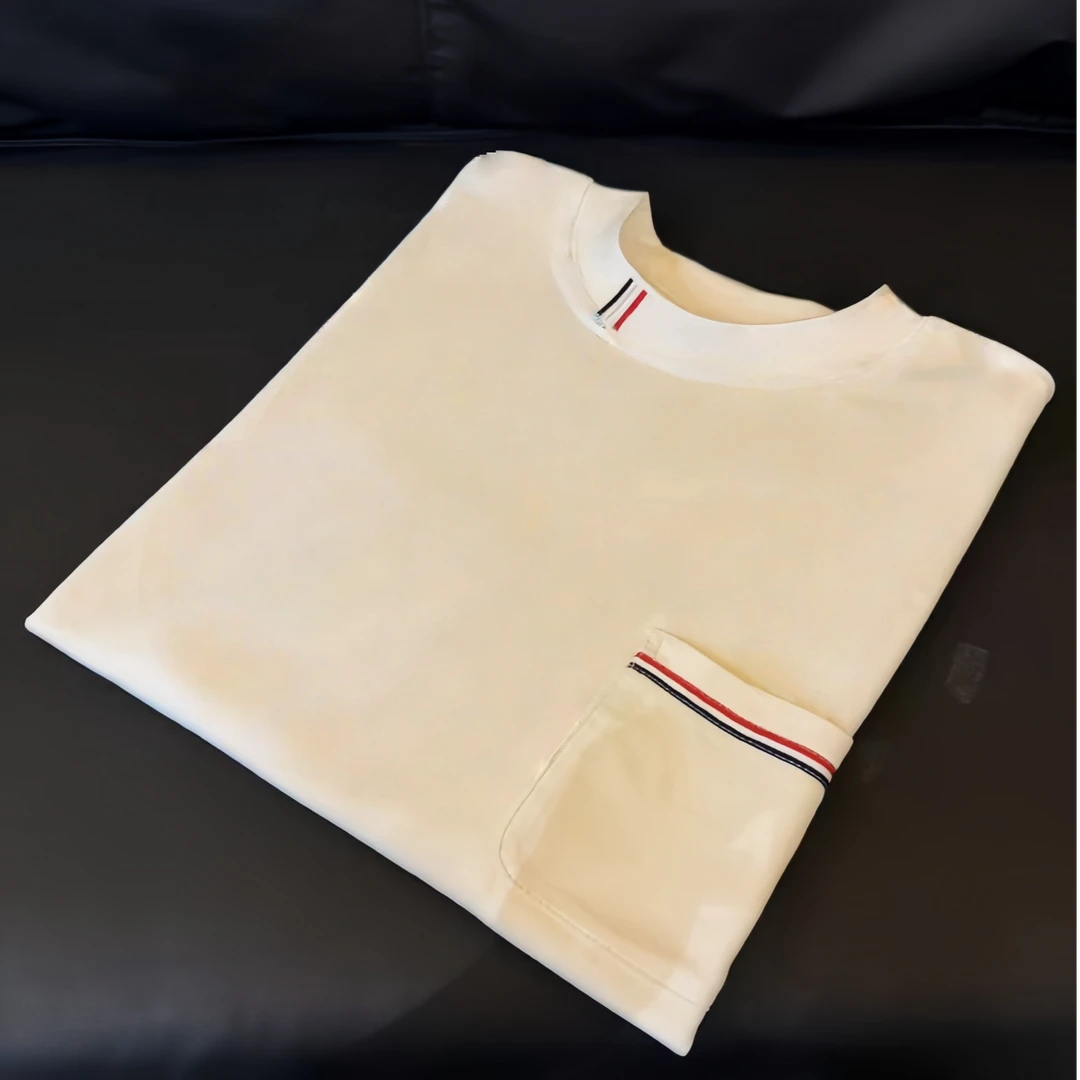 XAIOJIA 2025夏季新品织带刺绣宽松口袋百搭男女同款T恤016