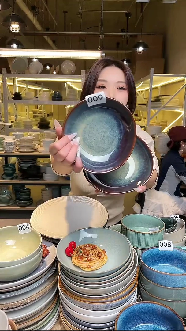 瓷68外贸尾货高温釉下彩陶瓷餐具默认微瑕4件套