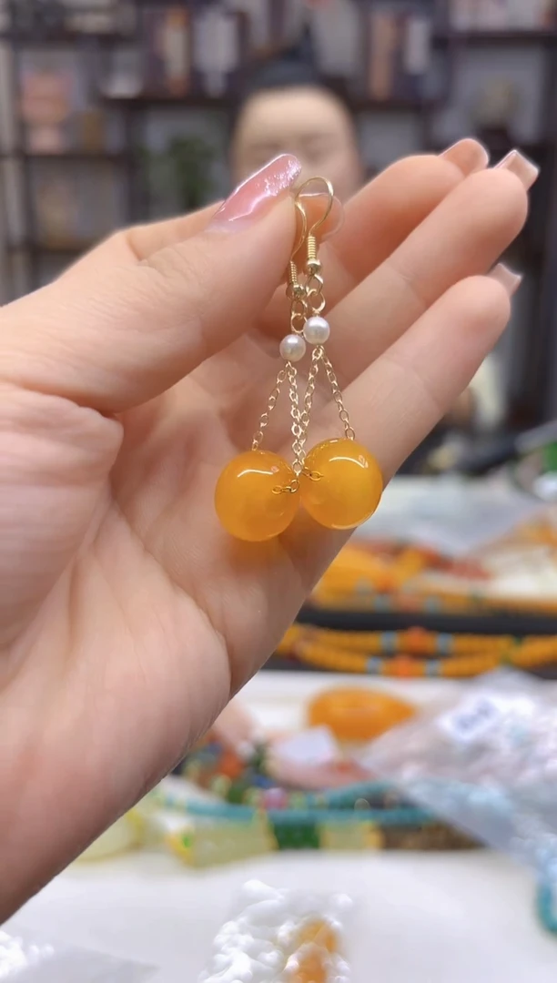 【闪购商品】翡翠耳饰14K金镶嵌耳坠E623