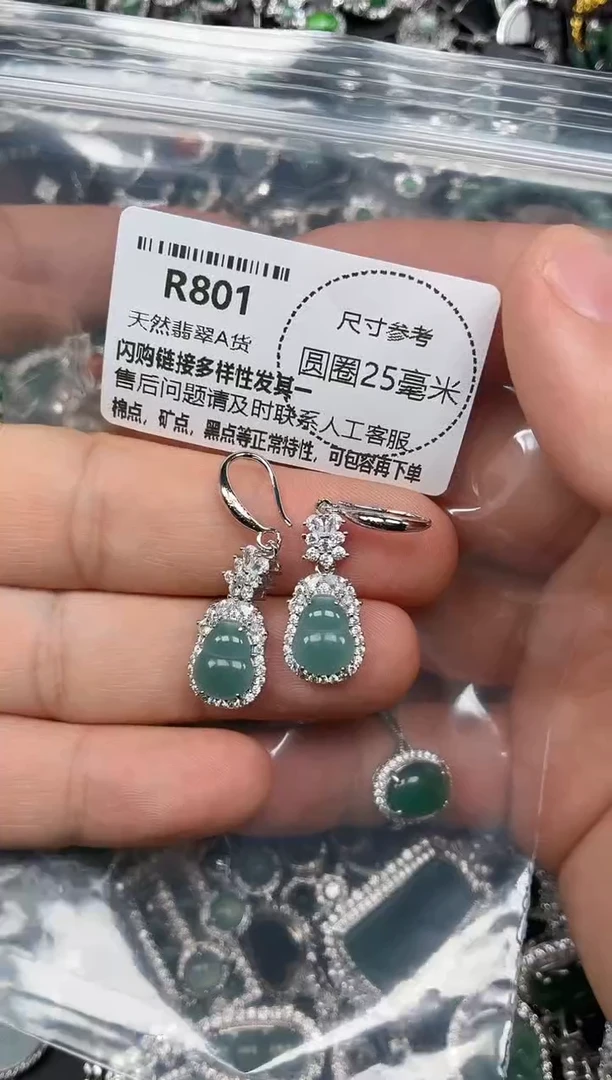 翡翠未镶嵌颈饰R801耳钩