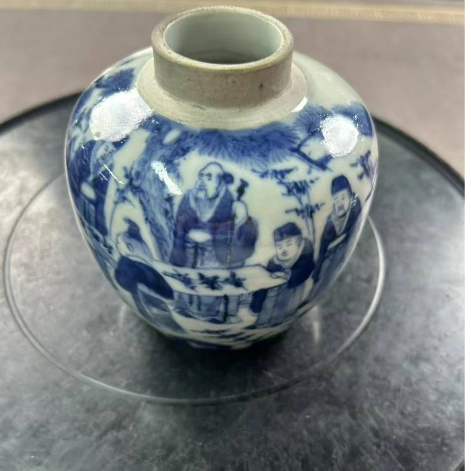 清末 青花人物小罐w-2.12