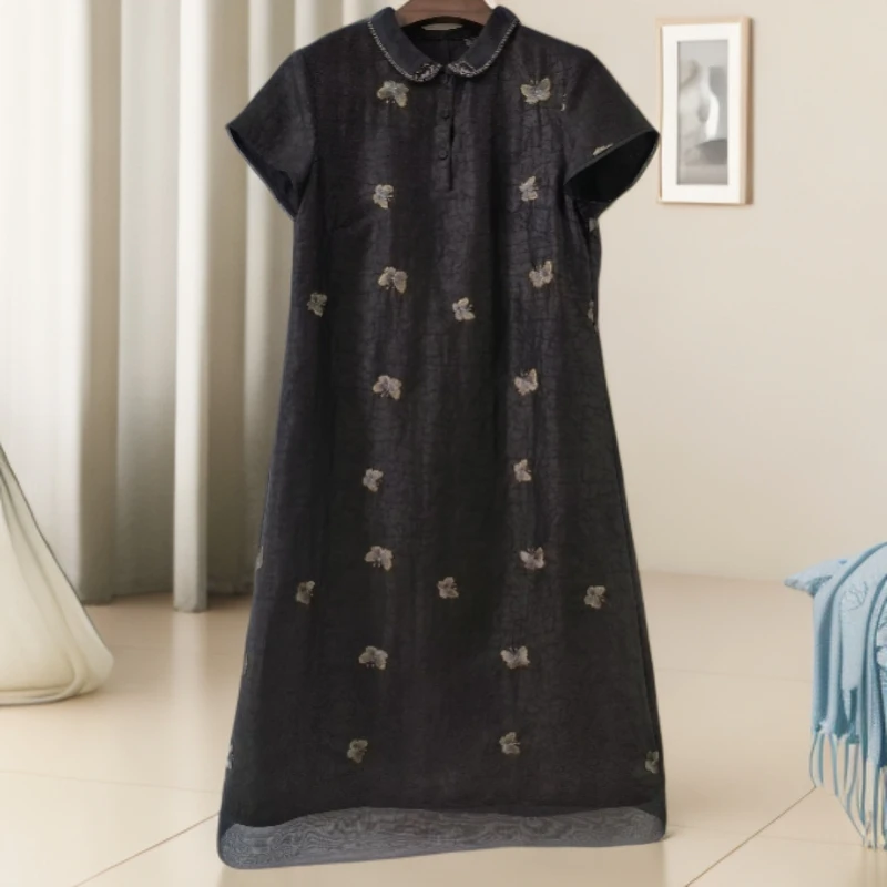 【果缎梅姐专属】香云纱短袖连衣裙L7288X