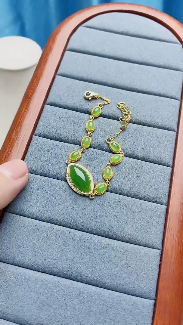 银S925镶嵌手链和田玉378ZB1112产品一个（多样性）