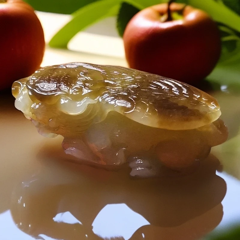 和田玉山料雕刻皮休吊坠