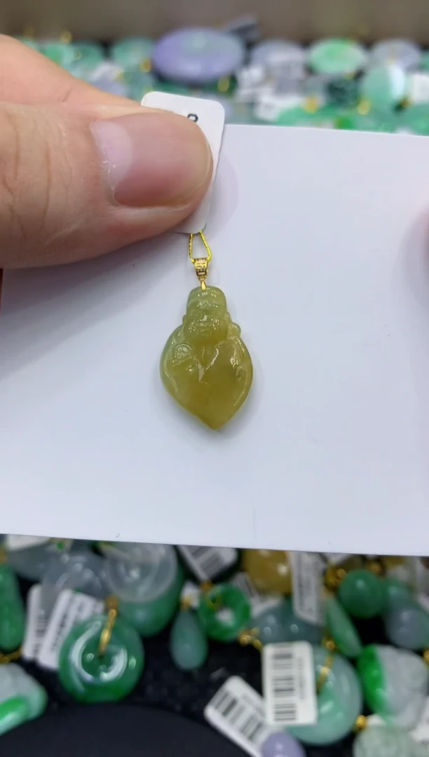 颈饰18K金镶嵌翡翠天然缅甸翡翠A货