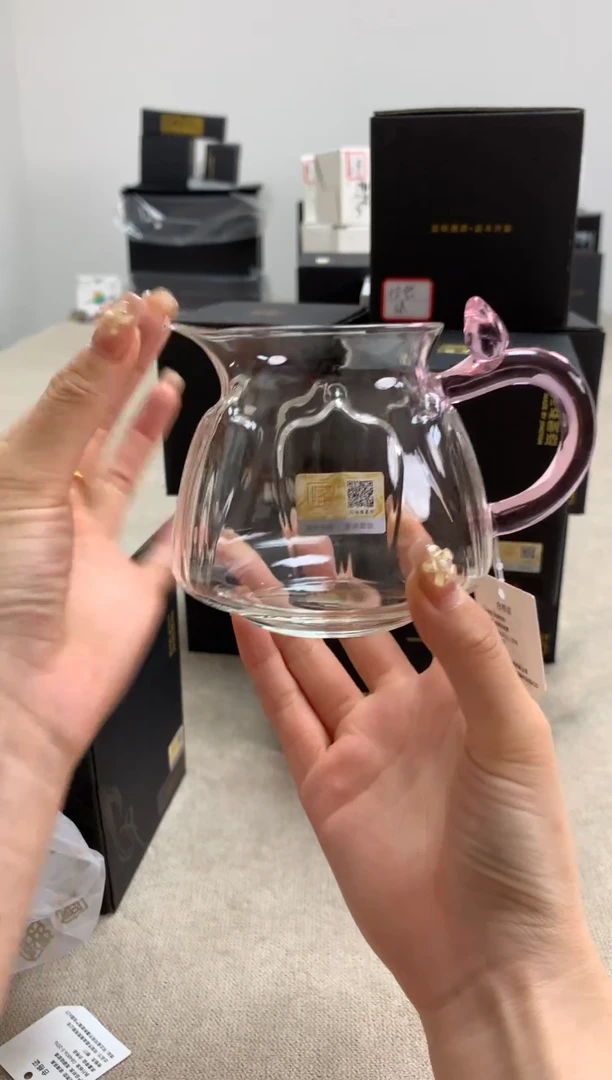晶焱莲藕花苞玻璃耐热高硼硅公杯