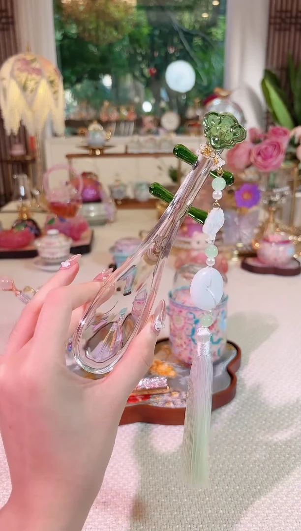琵琶茶勺-绿色流苏-如图--