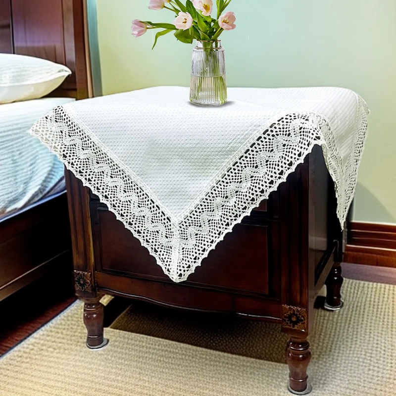 2419【75*75cm】2片原白色盖巾沙发靠背巾小家电盖