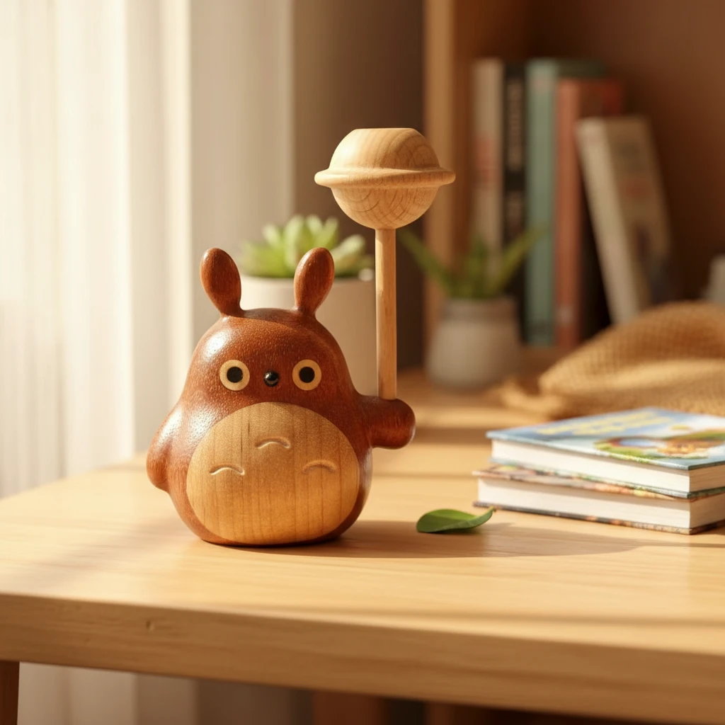 高端精品木雕小龙猫网红家居房间装饰用品车内装饰品摆件生日礼物