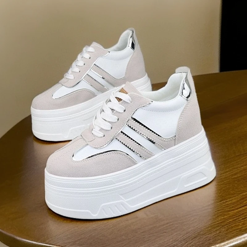 跟高10厘米春夏新款内增高小白鞋休闲时尚百搭显瘦厚底小个子女鞋