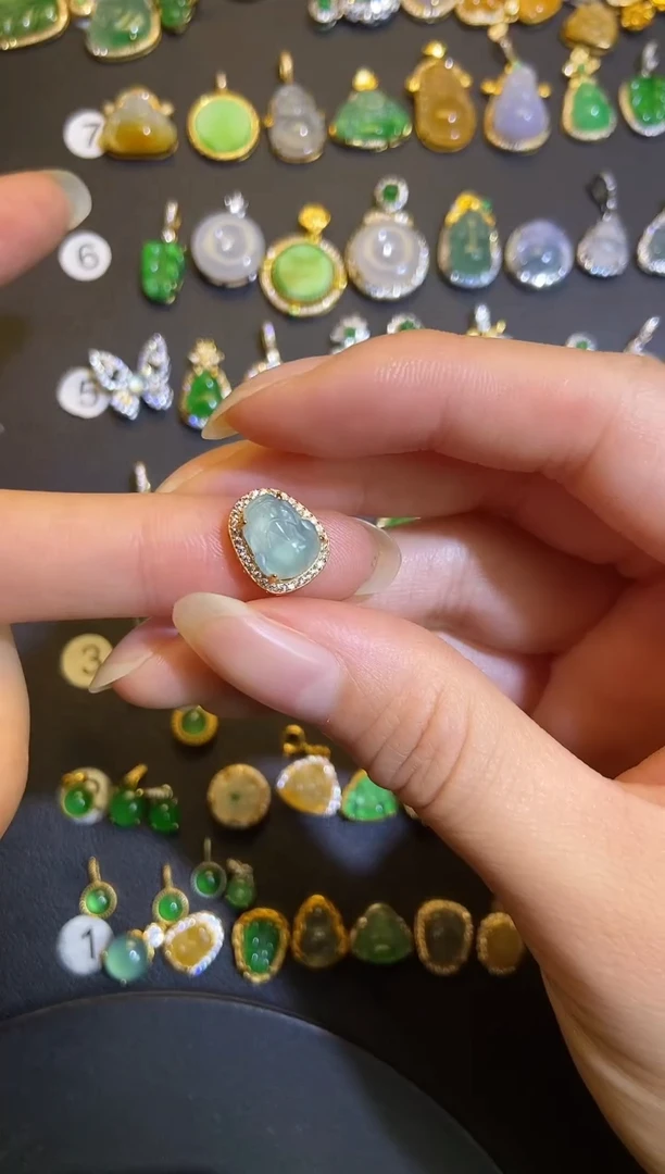 吊坠(不含链)银S925镶嵌翡翠1