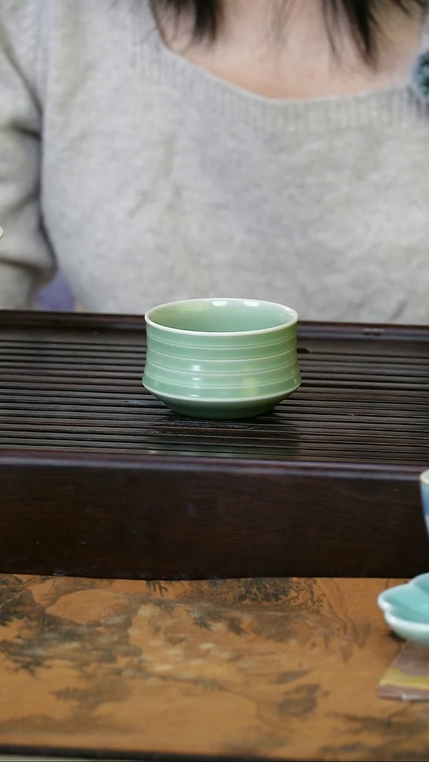 摆件瓷望瓯陶溪川 豆青主人杯