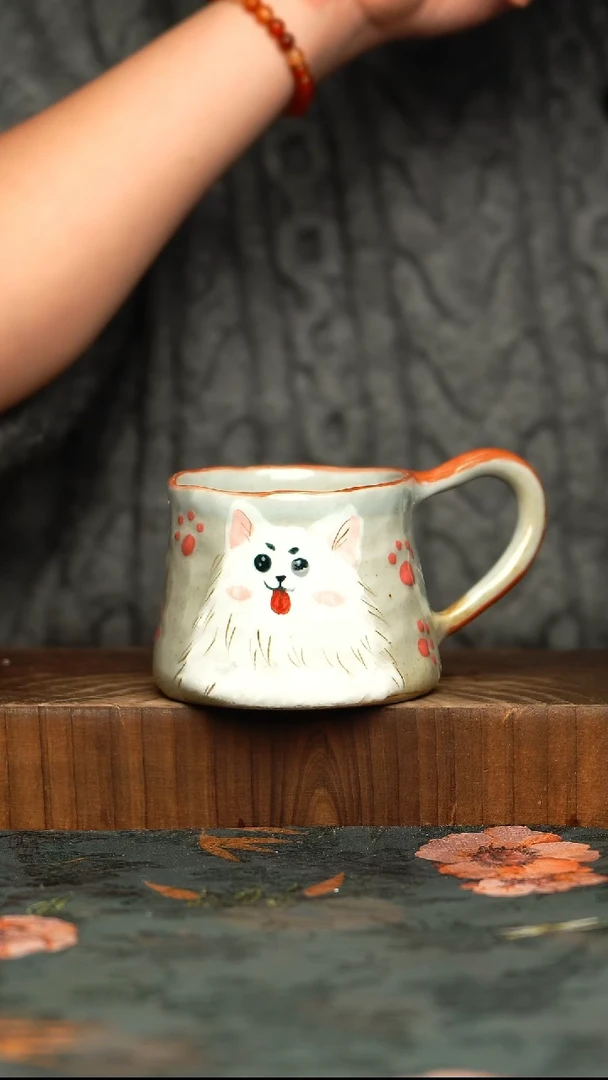 杯釉下彩手工手绘同款陶器