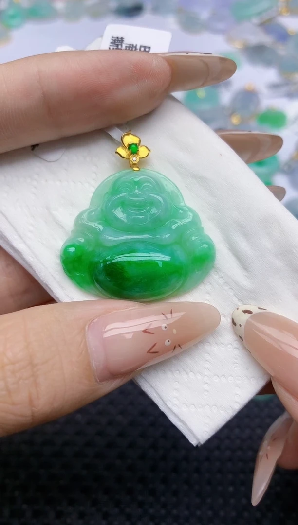 翡翠18K金镶嵌颈饰145   天然翡翠A货