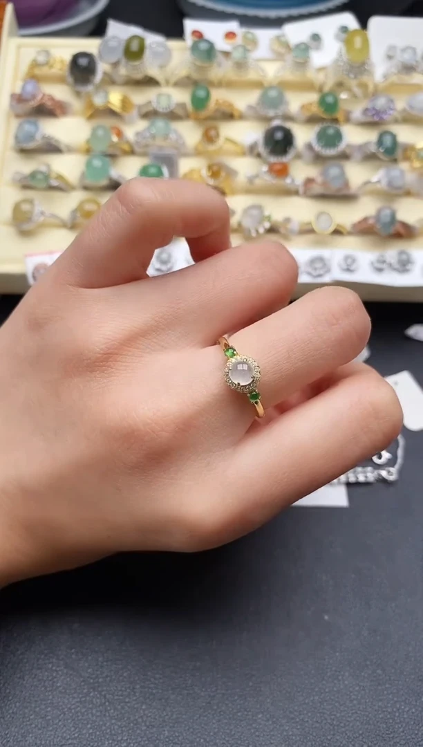 【闪购商品】翡翠戒指银S925镶嵌22222222+1