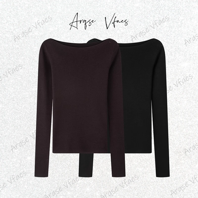 [ARQSEVFAES正品]—2025秋新款一字领无缝针织衫打底衫女AR804163