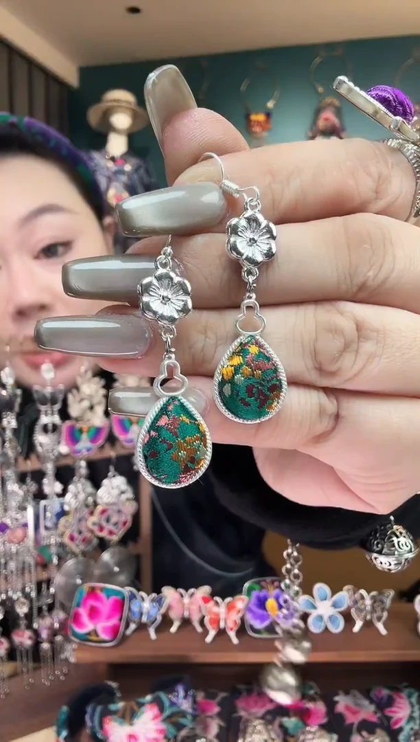 刺绣纯手工民族风刺绣耳环