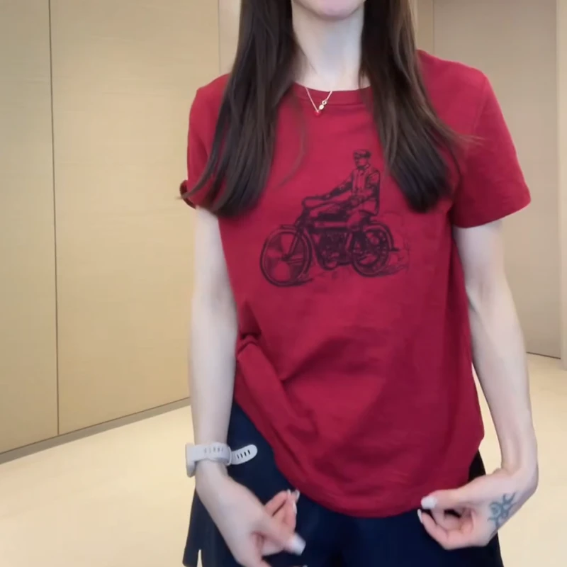 2025夏季新款美式字母印花圆领百搭T恤LK2503127