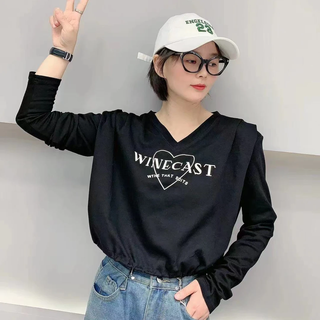 18803#显瘦长袖T恤休闲百搭套头秋季T恤