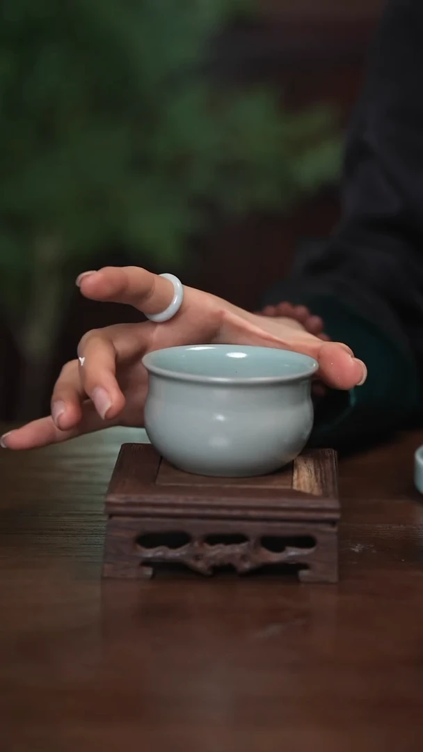 【闪购商品】清凉寺原产地仿古仿釉手工汝瓷佛渡杯