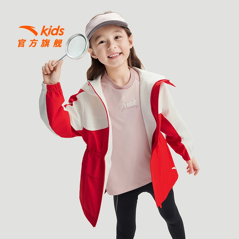 安踏儿童女童丝光绒运动上衣2025春季款舒适保暖青少年三防厚外套
