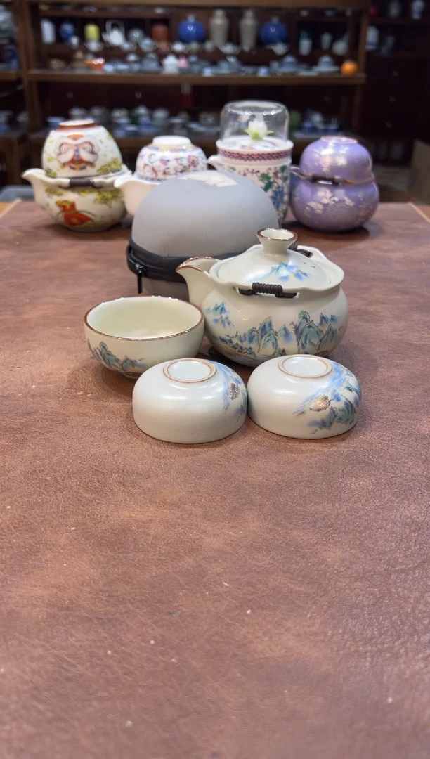 真的很便宜超好看会开片的旅行茶具