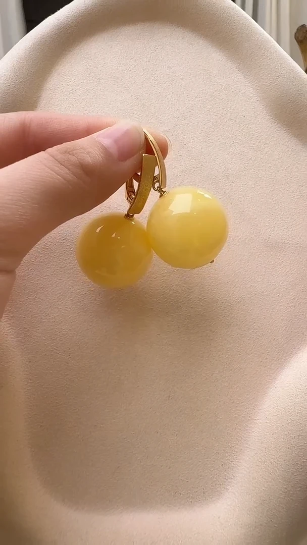 琥珀未镶嵌耳饰耳环