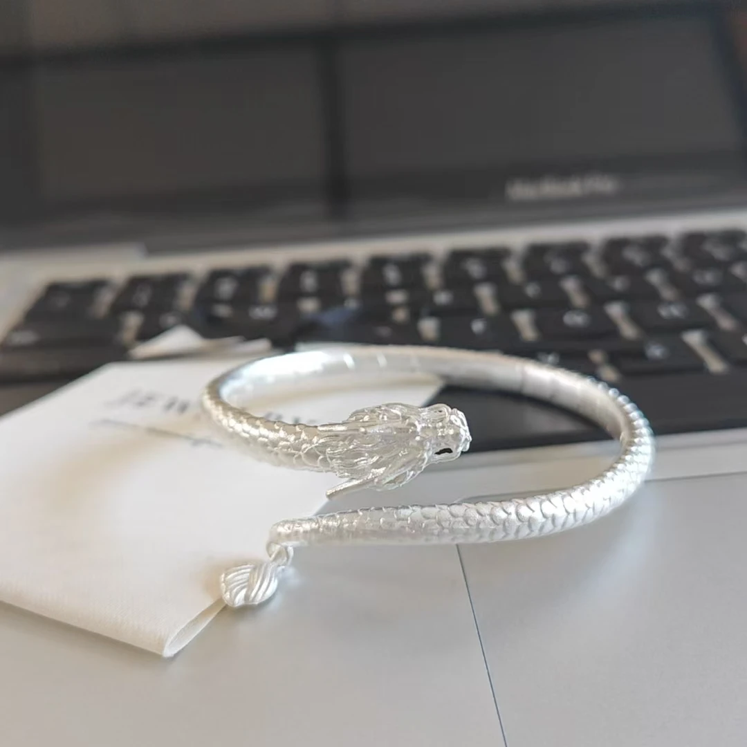 顺钦银楼 足银手镯 【龙镯】足银999气质时尚百搭传承龙形手镯