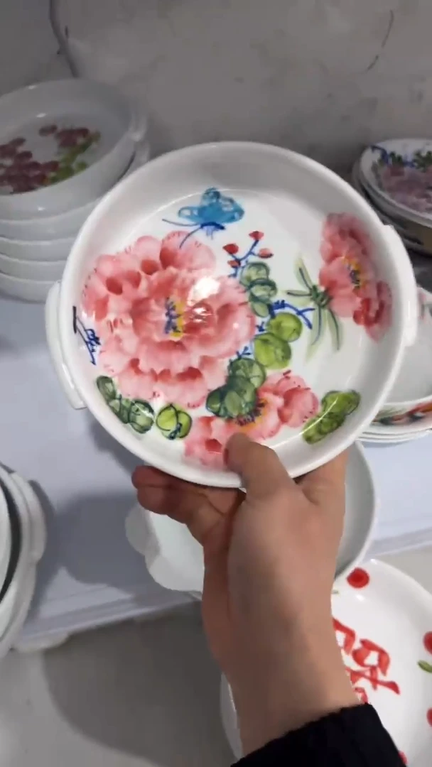 摆件陶瓷景德镇高温瓷（双耳年糕盘）