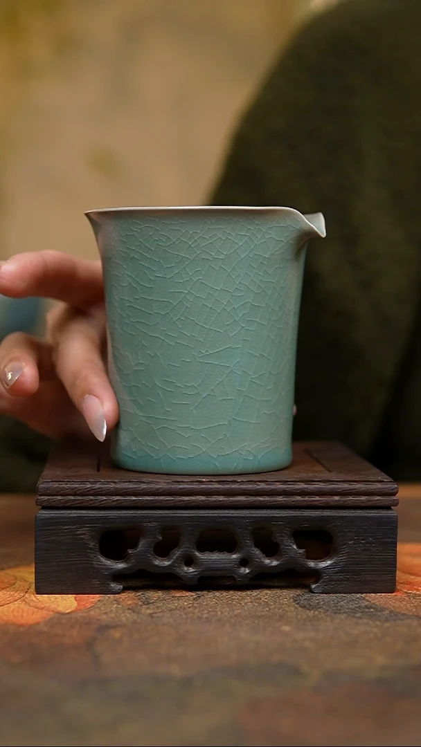 杯仿古翡翠绿纯手公道杯瑕