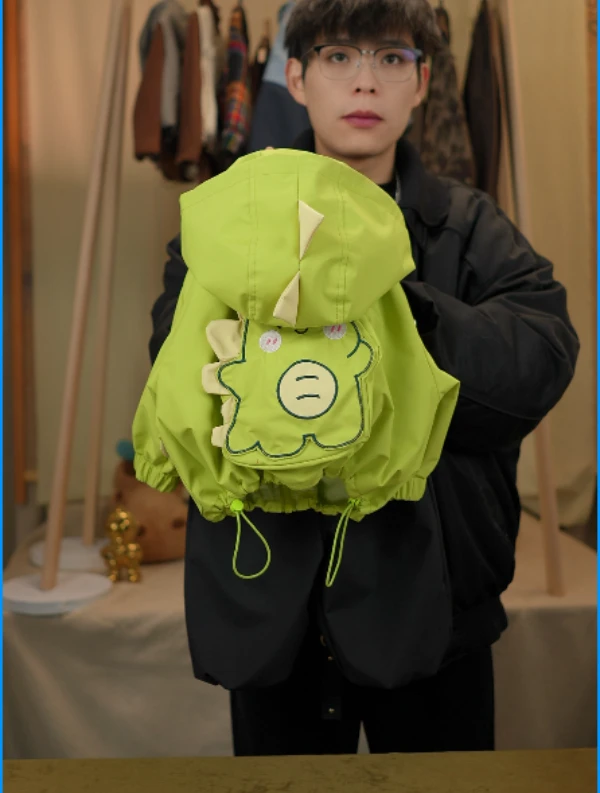 A【麦田】2025春季新款秋款刺绣奶龙宽松可爱风男女宝连帽套装