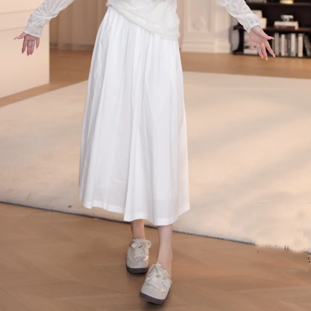 白色显瘦蛋糕裙气质高腰半身裙百搭A字女2025新款裙子半裙中长款