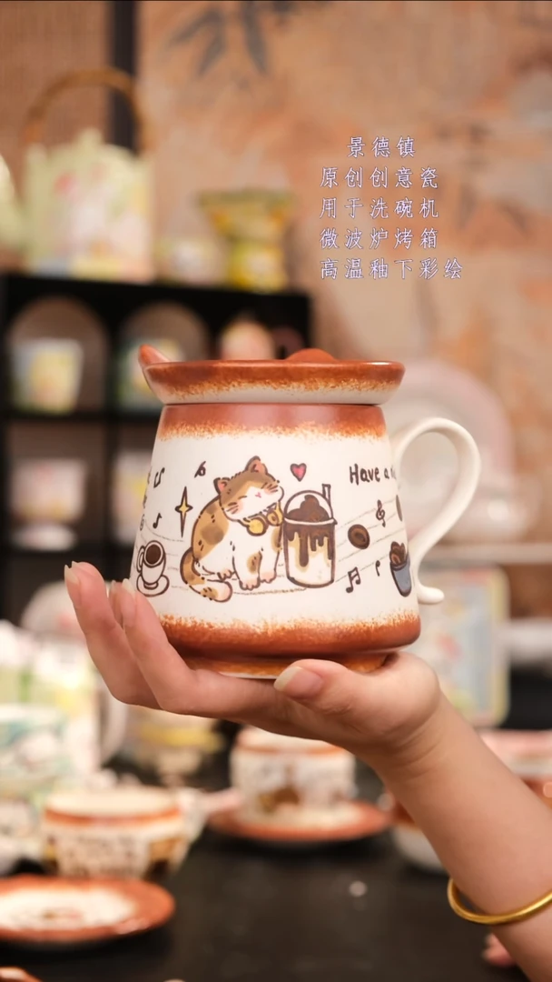 摆件景德镇手工手绘设计师款