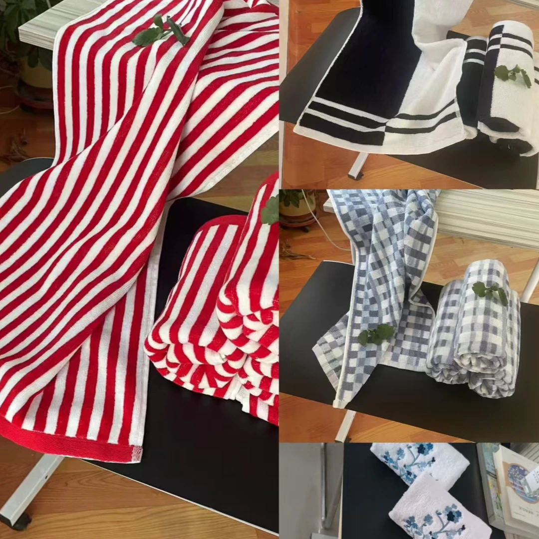 纯棉材质，透气性好，吸水性强，微瑕，包邮到家。家用 印花 格子 毛巾