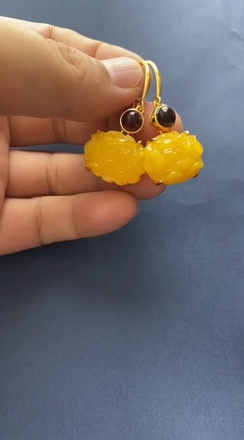 未镶嵌琥珀裸石耳坠