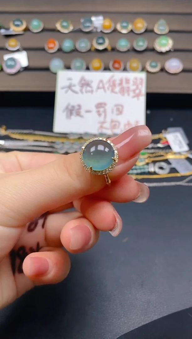 翡翠戒指银S925镶嵌51