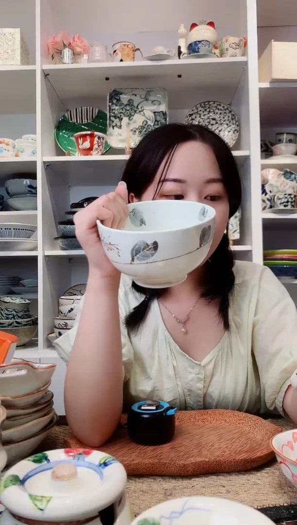 陶瓷金定窑粗陶树叶饭碗