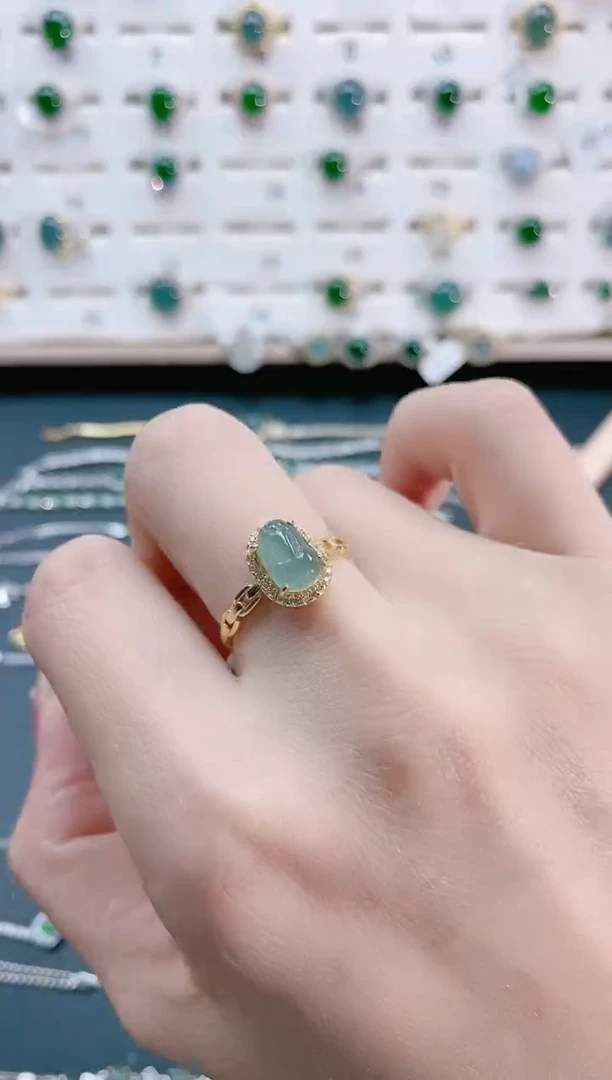 【闪购商品】翡翠戒指银S925镶嵌天然翡翠