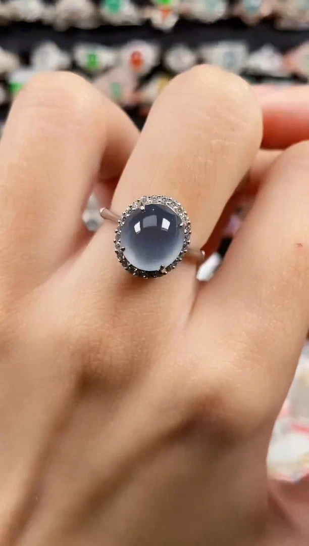 银S925镶嵌戒指翡翠天然A货翡翠42