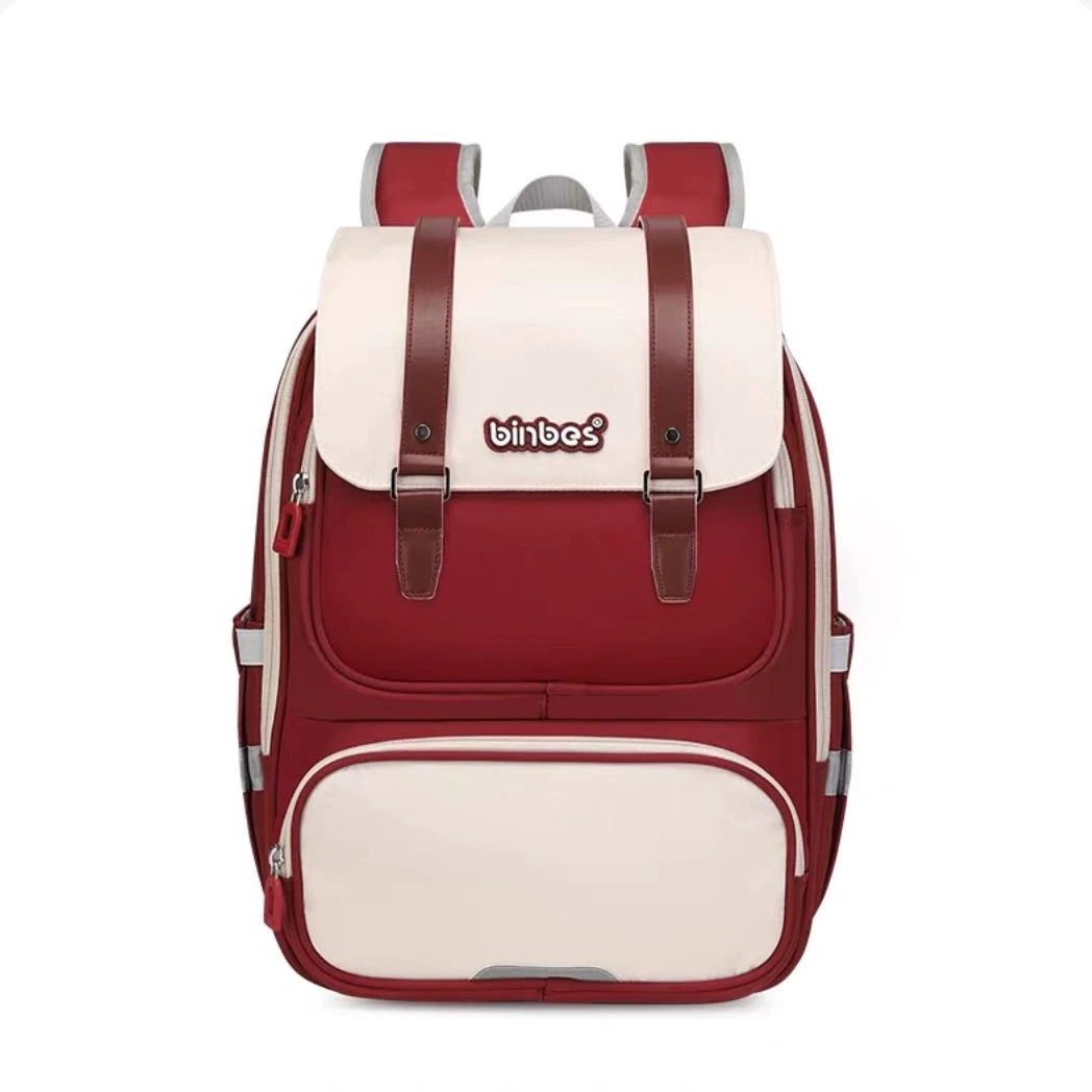 3695高端专享儿童3-6年级宾比书包枣红/米白（凡凡书包专场）