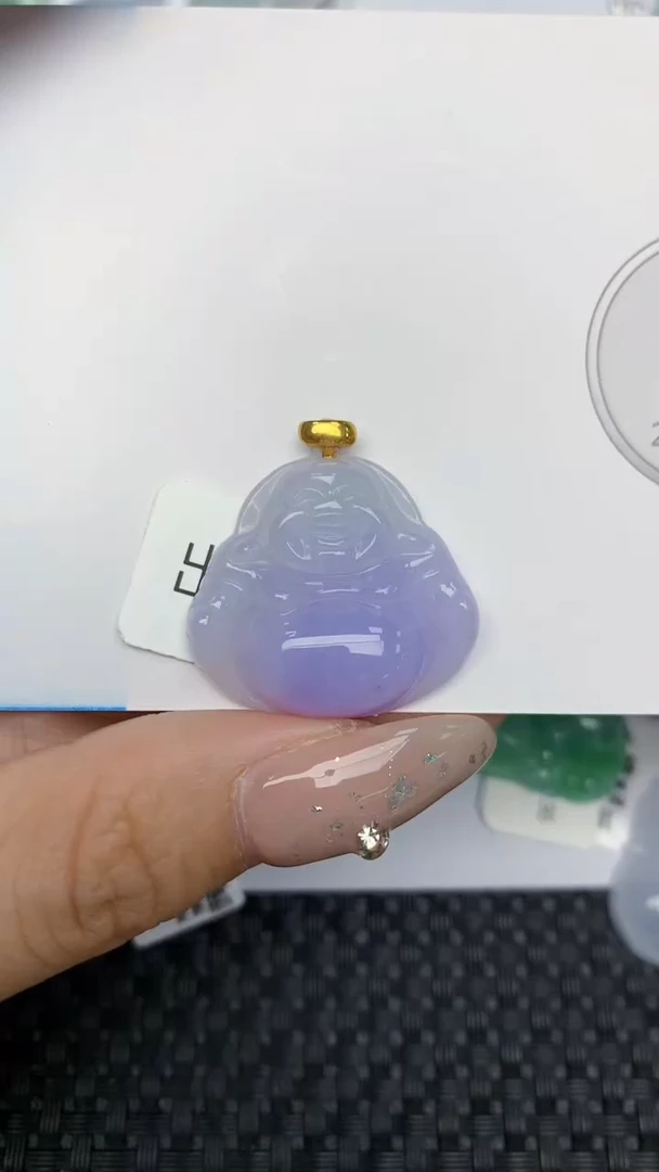 颈饰18K金镶嵌翡翠天然缅甸翡翠a货百元以上9元证书费自理