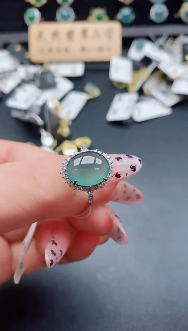 银S925镶嵌戒指翡翠1