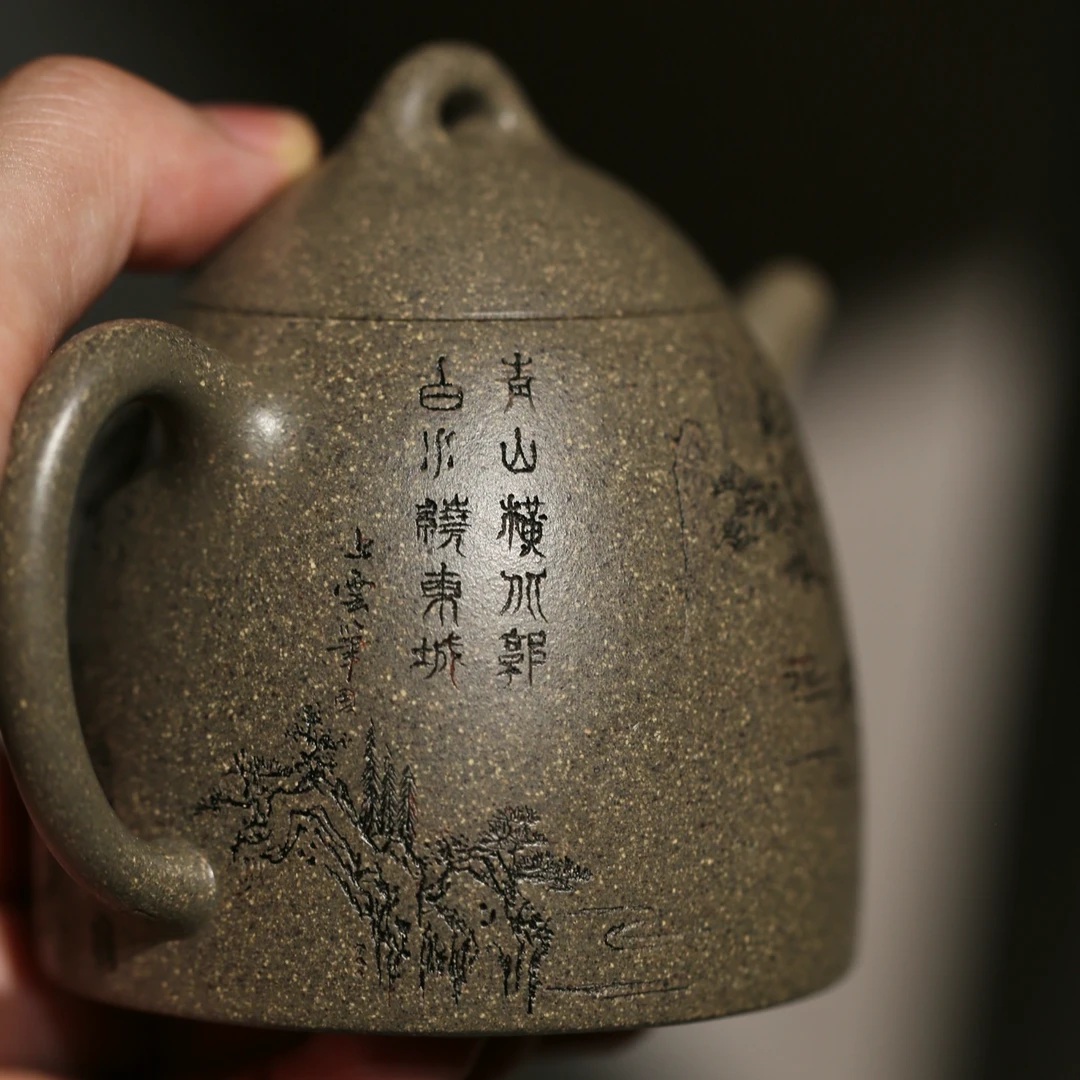 优选蟹壳青段泥 【秦权壶】唐欢手工抟制 150cc