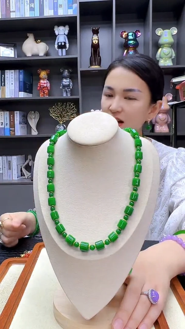 翡翠14K金镶嵌颈饰沉白diy劲饰