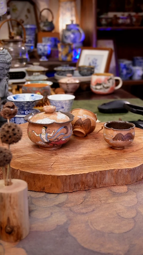 摆件陶飞天手工手绘手工手绘