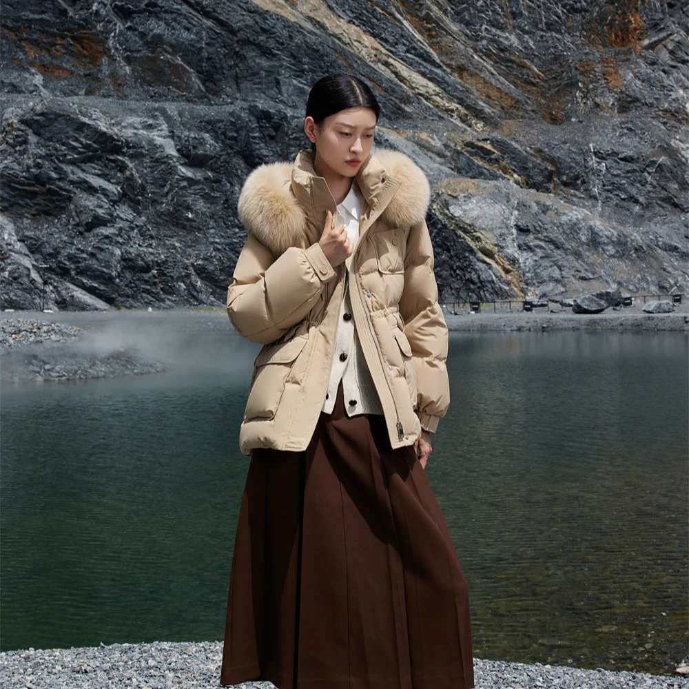 百靓苑824Y831 一手长收腰毛领款羽绒服